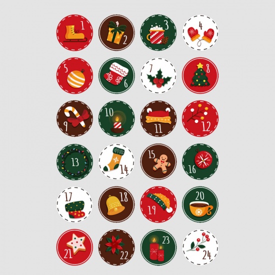 Immagine di Paper Christmas DIY Scrapbook Deco Stickers Multicolor Round Christmas 31cm x 20cm, 10 Sheets