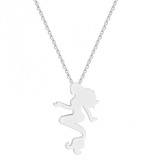 Bild von 201 Edelstahl Stilvoll Gliederkette Kette Halskette Silberfarbe Meerjungfrau 45cm lang, 1 Strang