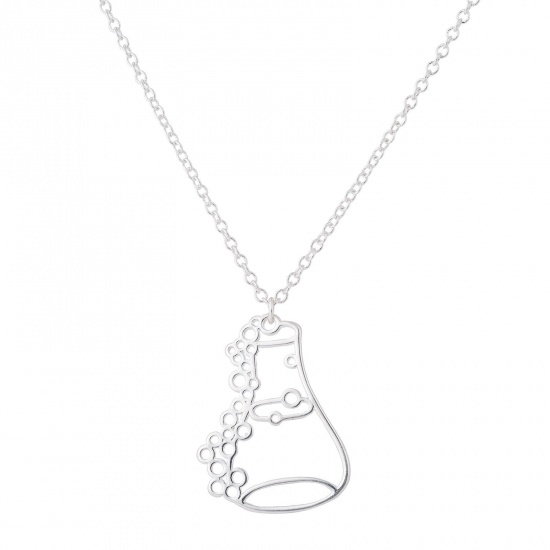 Bild von 201 Edelstahl Stilvoll Gliederkette Kette Halskette Silberfarbe Flasche Hohl 45cm lang, 1 Strang