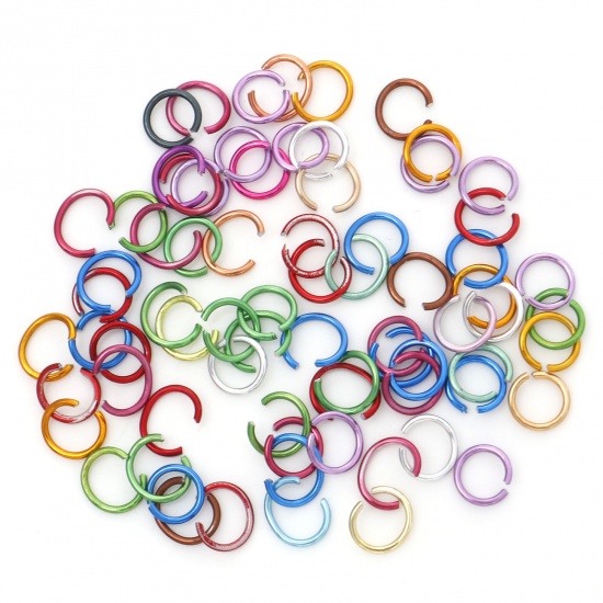 Picture of 0.8mm Aluminum Open Jump Rings Findings Round At Random Color 6mm Dia, 300 PCs