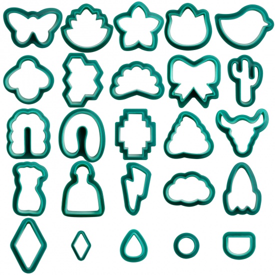 Picture of Plastic Modeling Clay Tools DIY Handmade Earring Jewelry Material Set Dark Green Butterfly Animal Cactus 1 Set ( 25 PCs/Set)