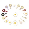 Bild von Charms auf Zinkbasis, vergoldet, mehrfarbig, pochiertes Ei, Emaille, 27 x 21 mm - 19 x 15 mm, 1 Set (17 Stück/Set)