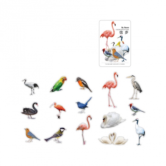 Immagine di PET DIY Decorazione Di Scrapbook Adesivi Multicolore Uccello 10cm x 5cm, 1 Serie ( 30 Pz/Serie)