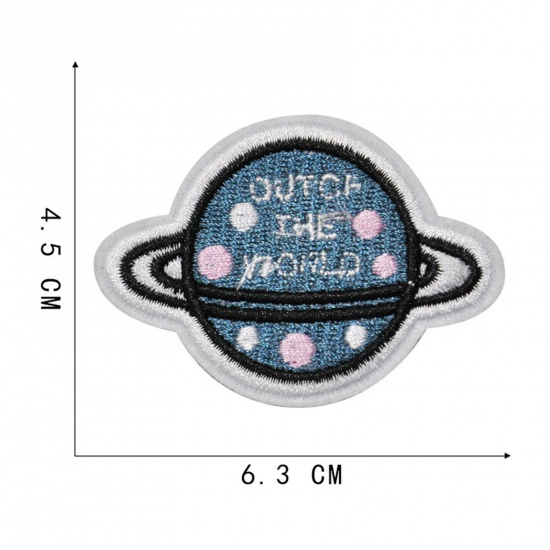 Bild von Terylen Galaxis Bügelbild (Mit Kleber auf der Rückseite) DIY Scrapbooking Handwerk Bunt Planet 6.3cm x 4.5cm, 5 Stück