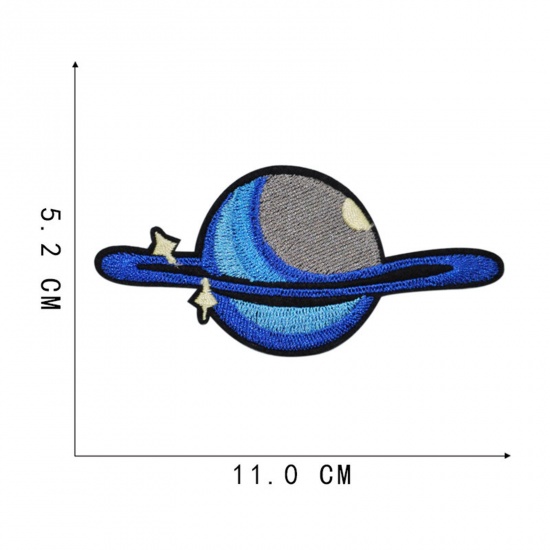 Bild von Terylen Galaxis Bügelbild (Mit Kleber auf der Rückseite) DIY Scrapbooking Handwerk Bunt Planet 11cm x 5.2cm, 5 Stück