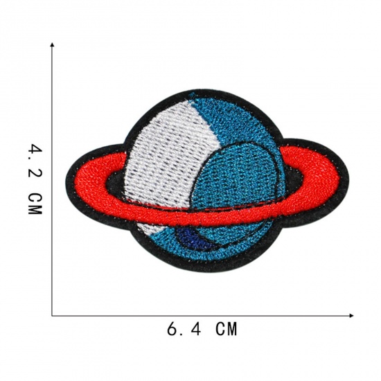 Bild von Terylen Galaxis Bügelbild (Mit Kleber auf der Rückseite) DIY Scrapbooking Handwerk Bunt Planet 6.4cm x 4.2cm, 5 Stück