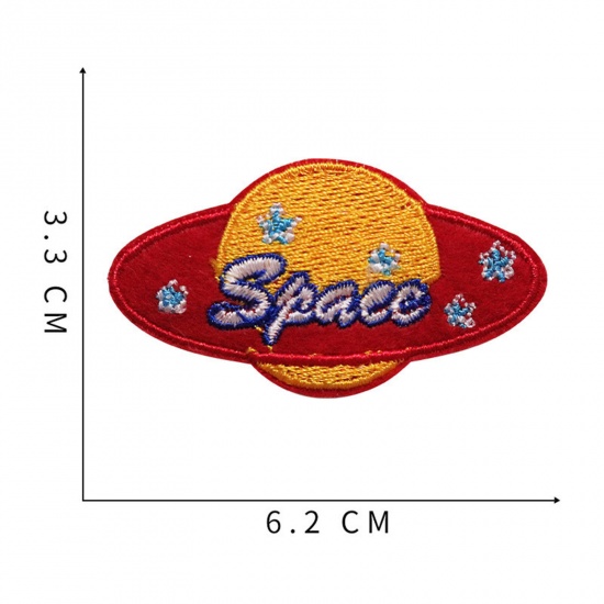 Bild von Terylen Galaxis Bügelbild (Mit Kleber auf der Rückseite) DIY Scrapbooking Handwerk Bunt Planet 6.2cm x 3.3cm, 5 Stück