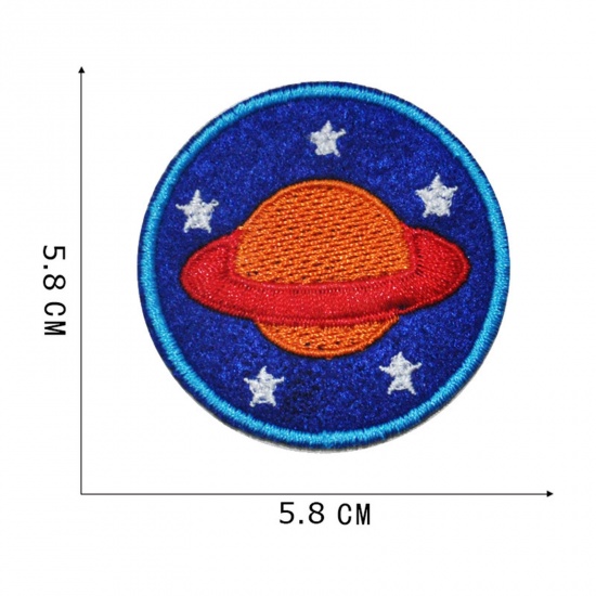 Bild von Terylen Galaxis Bügelbild (Mit Kleber auf der Rückseite) DIY Scrapbooking Handwerk Bunt Planet 5.8cm x 5.8cm, 5 Stück