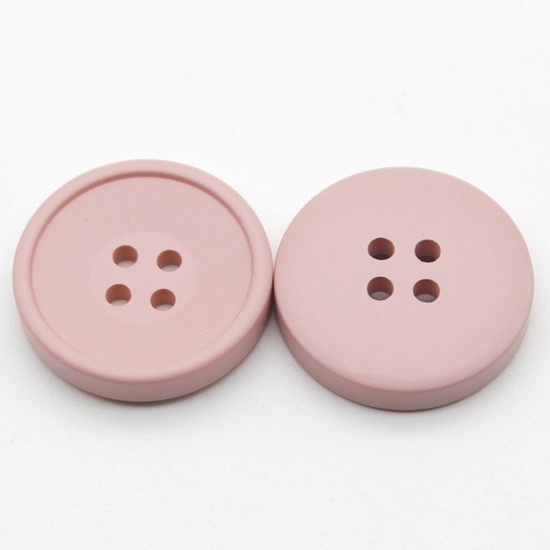 Immagine di Resina Bottone Bottone da Cucire Scrapbook Quattro Fori Bottone Tondo Rosa Chiaro 21mm Dia, 10 Pz