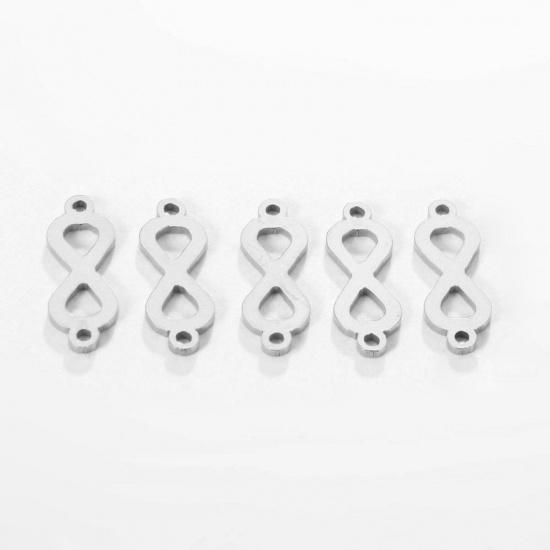 Imagen de 304 Acero Inoxidable Colgantes Charms Símbolo del infinito Tono de Plata Hueco 19.5mm x 6.7mm, 5 Unidades