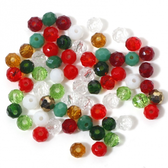 Bild von Glas Weihnachten Perlen Rund Zufällig Mix Facettiert ca. 4mm D., Loch: 0.8mm, 1 Packung (ca. 200 Stück/Packung)