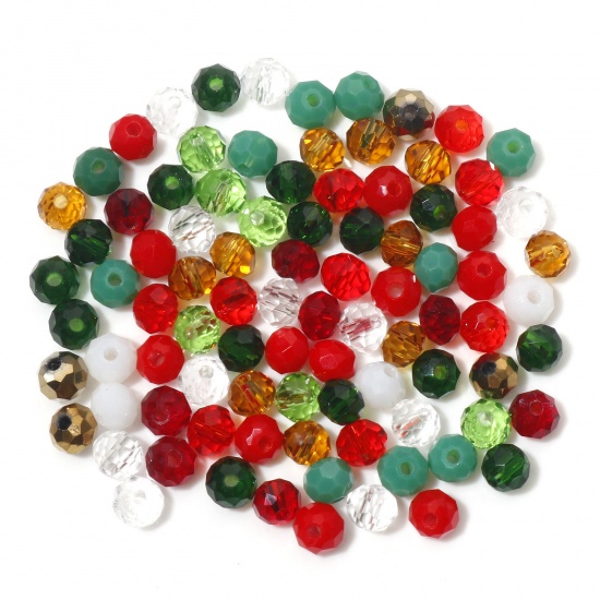 Immagine di Vetro Sciolto Natale Perline Tondo A Random Sezione Circa 6mm Dia, Foro: Circa 1mm, 1 Pacchetto (Circa 100 Pezzi/Pacchetto)