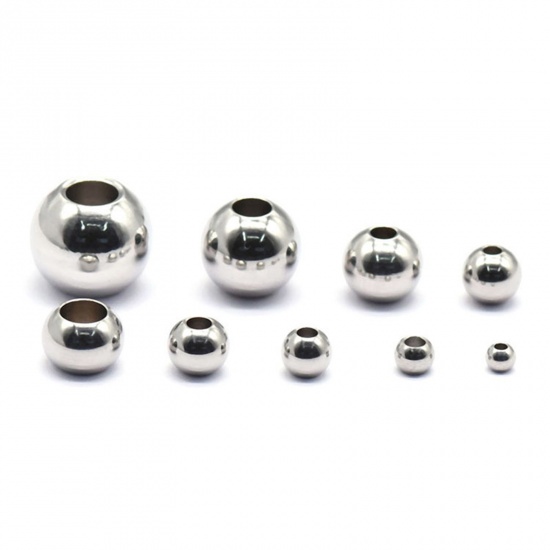Bild von 304 Edelstahl Perlen Rund Silberfarbe 4mm D., 50 Stück