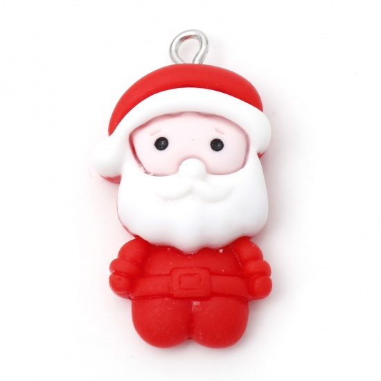 Immagine di Resina Natale Ciondoli Babbo Natale Tono Argento Rosso 3.2cm x 1.7cm, 10 Pz