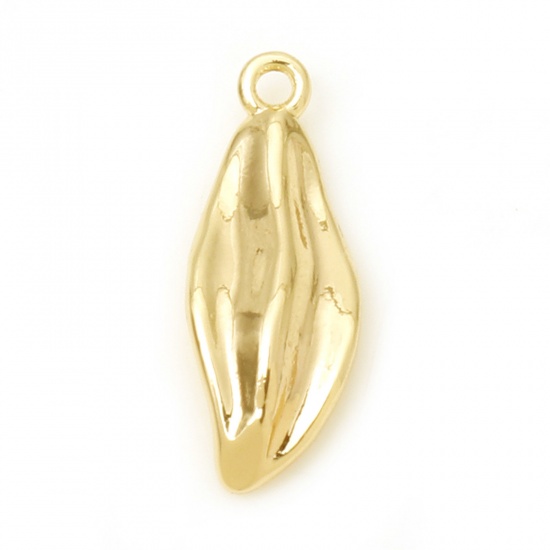 Image de Breloques en Cuivre Pétale de fleur Plaqué Or Véritable 15.5mm x 6mm, 1 Pièce