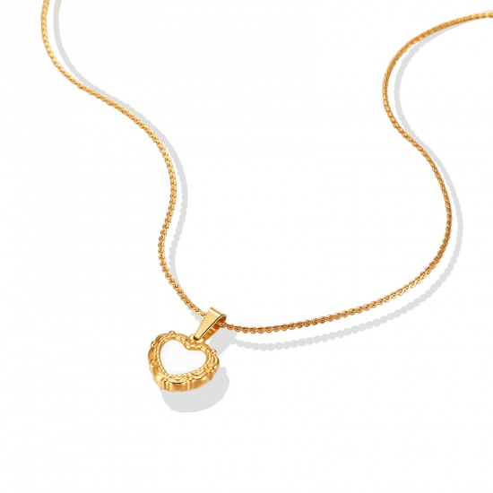 Bild von 304 Edelstahl Stilvoll Schmuckkette Kette Halskette Vergoldet Herz 45cm lang, 1 Strang