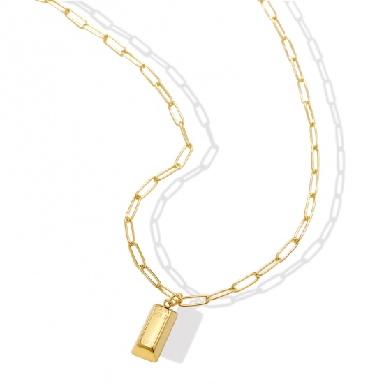 Bild von 304 Edelstahl Stilvoll Büroklammerkette Halskette Vergoldet Rechteck 45cm lang, 1 Strang