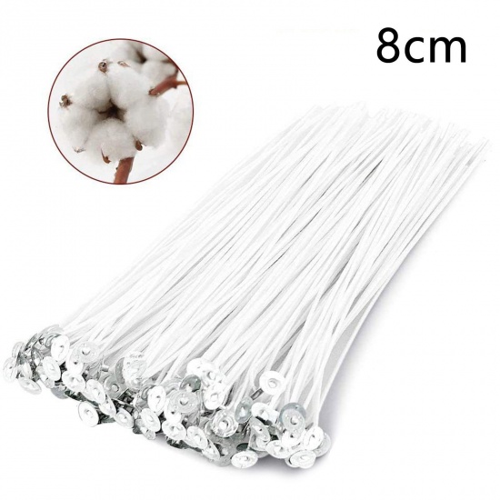 Picture of Cotton Candle Wicks Set With Stand Original Smokeless Soy Oil Wax Core Woven DIY Making Supplies 8cm, 100 PCs