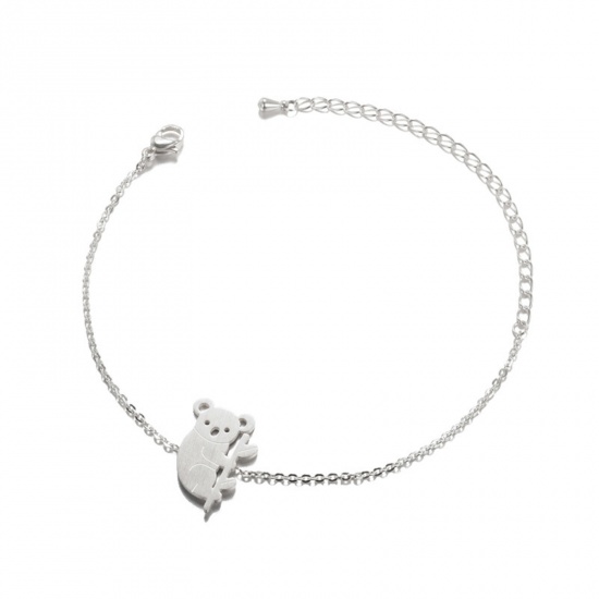 Bild von 304 Edelstahl Stilvoll Erbskette Kette Armband Silberfarbe Koala 14.5cm lang, 1 Strang