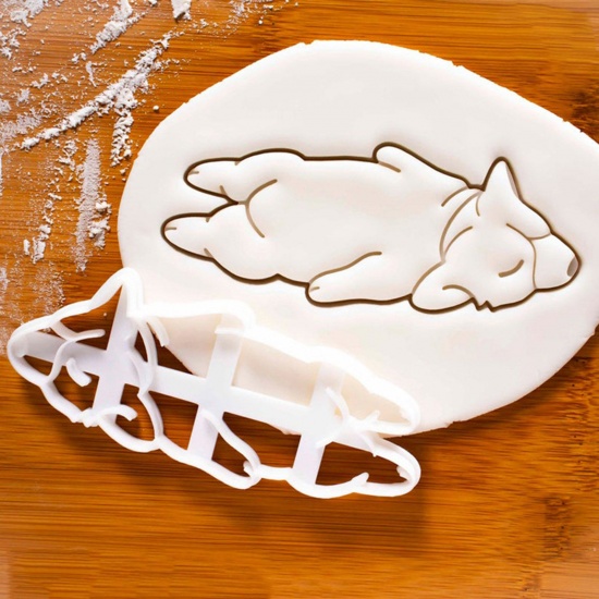 Picture of Plastic Modeling Clay Tools Baked Biscuit Mold Cutter White Dog Animal 13.3cm x 5.6cm, 1 Piece