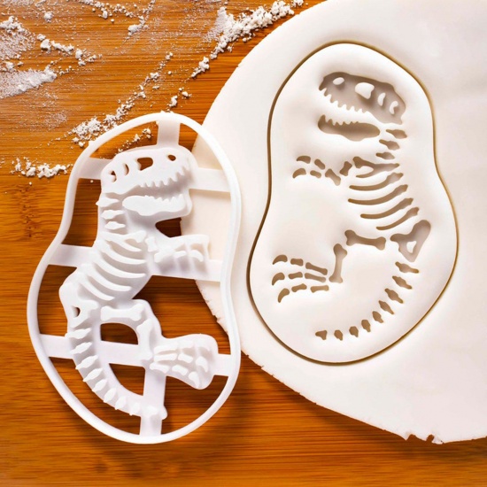 Picture of Plastic Modeling Clay Tools Baked Biscuit Mold Cutter White Dinosaur Animal 11.5cm x 7.5cm, 1 Piece