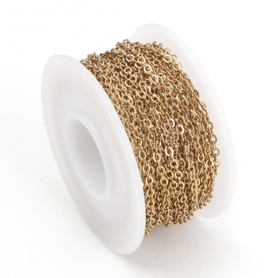 Bild von 304 Edelstahl Gliederkette Kette Vergoldet 2.7x2.2mm, 1 Rolle (ca. 5 M/Rolle)