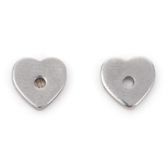 Immagine di 304 Acciaio Inossidabile Perline Spacer Separatore Cuore Tono Argento 6mm x 6mm, 10 Pz