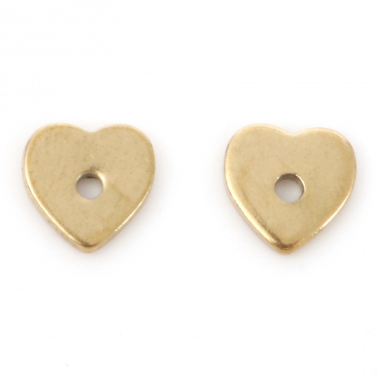 Immagine di 304 Acciaio Inossidabile Perline Spacer Separatore Cuore Oro Placcato 6mm x 6mm, 10 Pz
