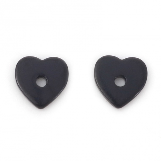 Immagine di 304 Acciaio Inossidabile Perline Spacer Separatore Cuore Nero 6mm x 6mm, 10 Pz