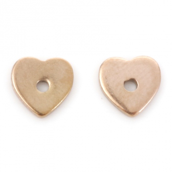 Immagine di 304 Acciaio Inossidabile Perline Spacer Separatore Cuore Oro Rosa 6mm x 6mm, 10 Pz