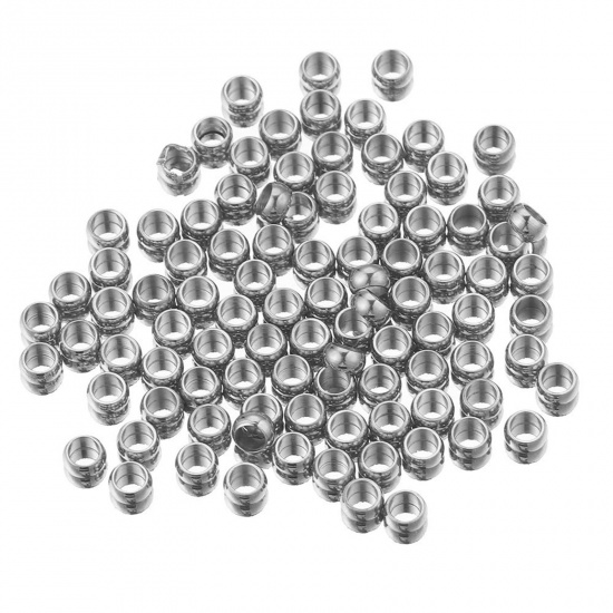 Bild von 304 Edelstahl Quetschperlen Rund Silberfarbe ca. 1.5mm D., 50 Stück