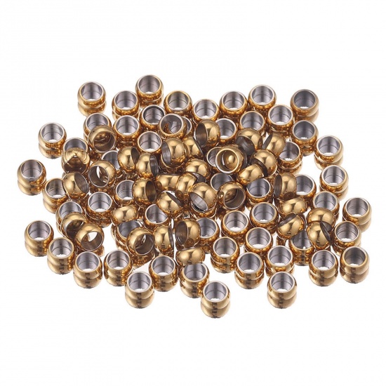 Bild von 304 Edelstahl Quetschperlen Rund Vergoldet ca. 2mm D., 50 Stück
