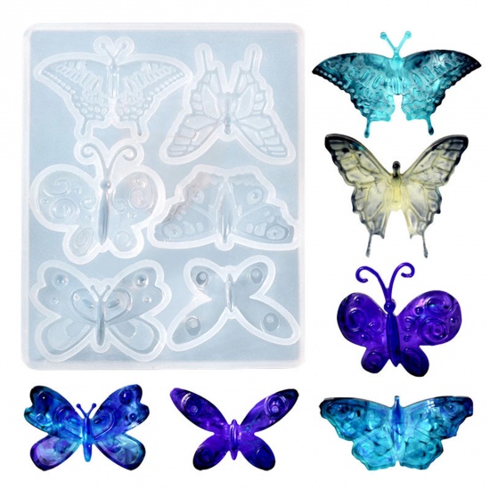 Bild von Silikon Insekt Gießform Rechteck Schmetterling Weiß 10.8cm x 9cm, 1 Stück