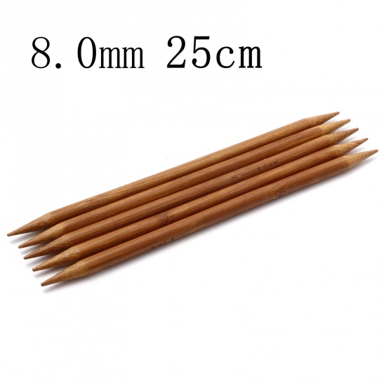 Imagen de Bambú Doble Punta Agujas de tejer Marrón 25cm longitud, 5 Unidades