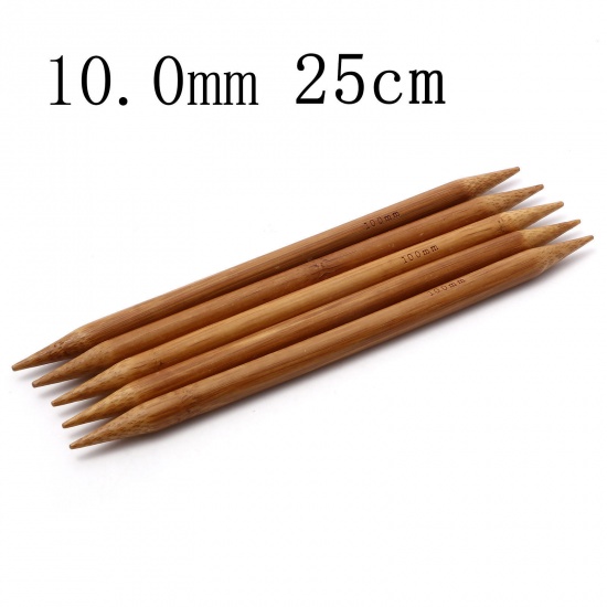 Imagen de Bambú Doble Punta Agujas de tejer Marrón 25cm longitud, 5 Unidades