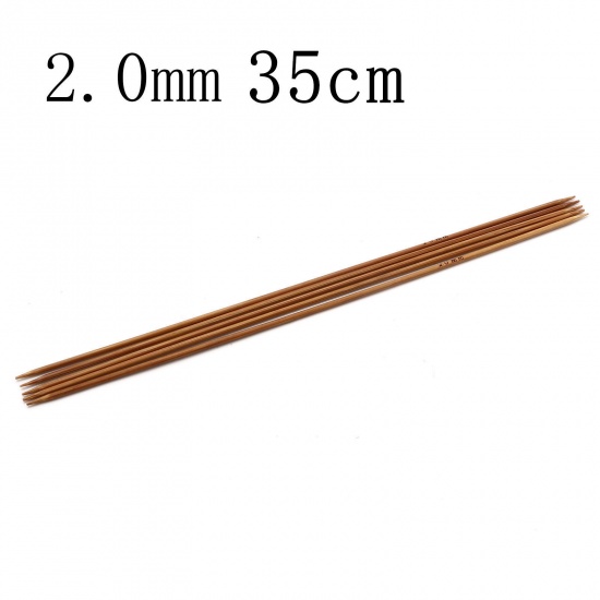 Bild von 2mm Bamboo Double Pointed Knitting Needles Brown 35cm(13 6/8") long, 5 PCs