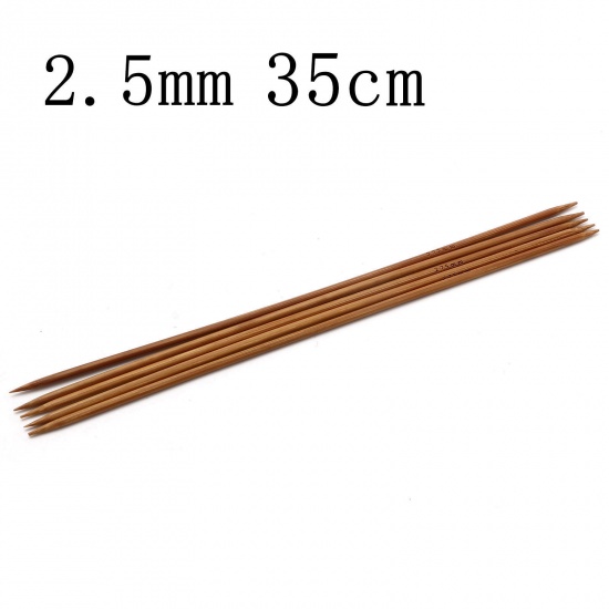 Bild von 2.5mm Bamboo Double Pointed Knitting Needles Brown 35cm(13 6/8") long, 5 PCs