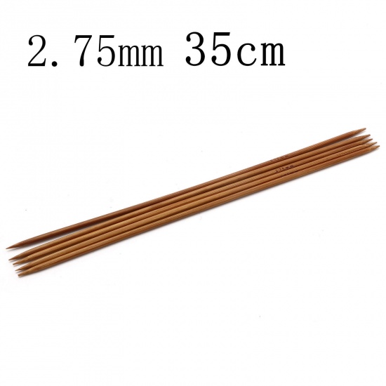 Bild von 2.75mm Bamboo Double Pointed Knitting Needles Brown 35cm(13 6/8") long, 5 PCs