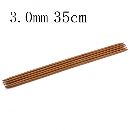 Bild von 3mm Bamboo Double Pointed Knitting Needles Brown 35cm(13 6/8") long, 5 PCs