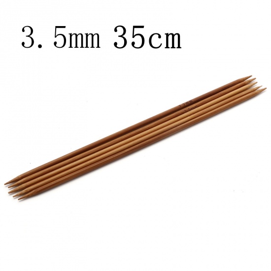 Bild von 3.5mm Bamboo Double Pointed Knitting Needles Brown 35cm(13 6/8") long, 5 PCs