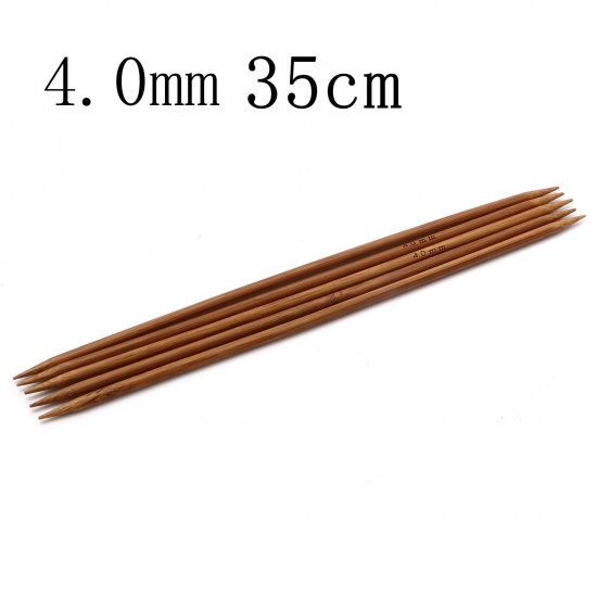 Bild von 4mm Bamboo Double Pointed Knitting Needles Brown 35cm(13 6/8") long, 5 PCs