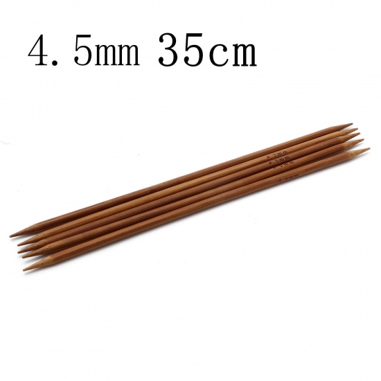 Bild von 4.5mm Bamboo Double Pointed Knitting Needles Brown 35cm(13 6/8") long, 5 PCs
