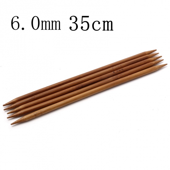 Bild von 6mm Bamboo Double Pointed Knitting Needles Brown 35cm(13 6/8") long, 5 PCs
