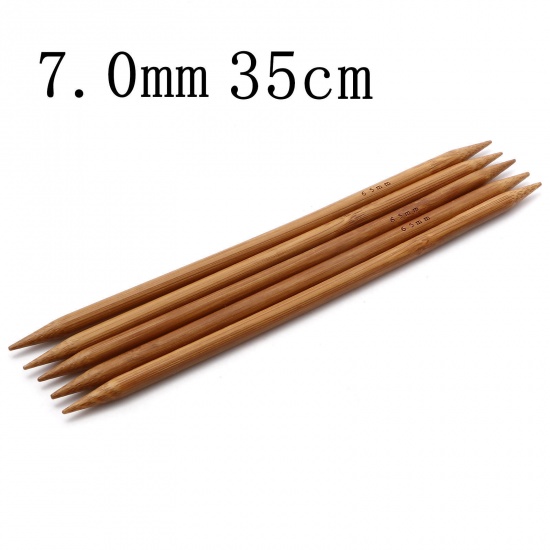Bild von 7mm Bamboo Double Pointed Knitting Needles Brown 35cm(13 6/8") long, 5 PCs