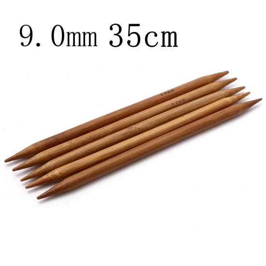 Bild von 9mm Bamboo Double Pointed Knitting Needles Brown 35cm(13 6/8") long, 5 PCs