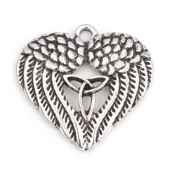 Picture of Zinc Based Alloy Religious Charms Antique Silver Color Wing Celtic Knot 23mm x 22mm, 10 PCs