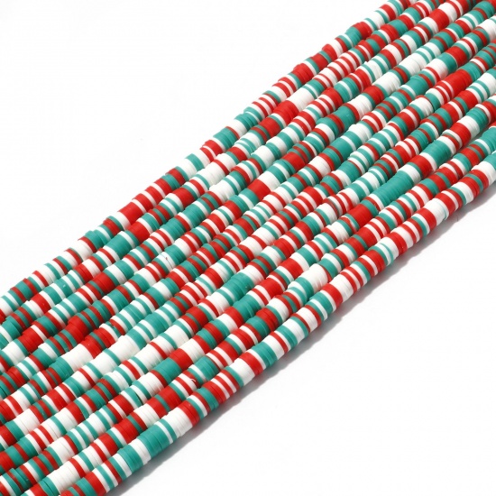 Bild von Polymer Ton Katsuki Perlen Rund Bunt, 6mm D., Loch: 2mm, 40cm lang/Strang, 300 - 360 Stk./Strang, 5 Stränge