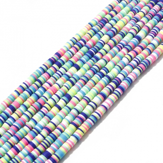 Bild von Polymer Ton Katsuki Perlen Rund Bunt, 6mm D., Loch: 2mm, 40cm lang/Strang, 300 - 360 Stk./Strang, 5 Stränge