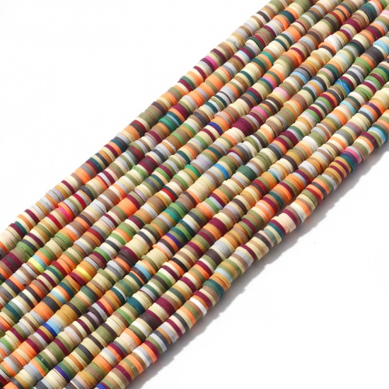 Bild von Polymer Ton Katsuki Perlen Rund Bunt, 6mm D., Loch: 2mm, 40cm lang/Strang, 300 - 360 Stk./Strang, 5 Stränge