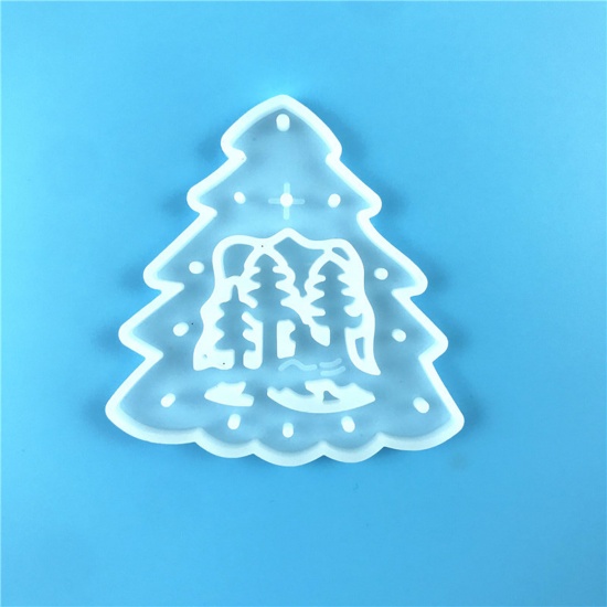 Bild von Silicone Christmas Resin Mold For Key Ring Pendant Jewelry Making White 8.4cm x 8.4cm, 1 Piece